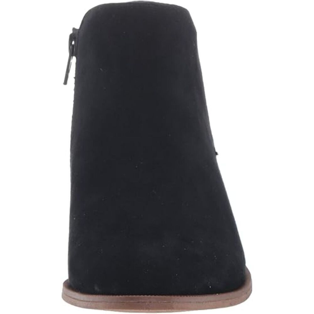 Women's Black Microsuede Block Heel Round Toe Casual Ankle Boots